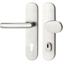 Marchesi - Türbeschlag Riga sh Wechselgarnitur Türgriff auf Schild PZ92, höhe 16mm mit Kzs, Edelstahl matt