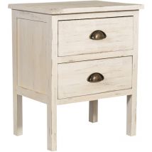 Shabby nightstand in paulonia wood with antique white finish