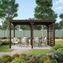Shade Pergola - Wood - L360 x W360 x H270 cm - Rustic Brown