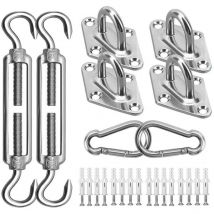 Shade Sail Hardware Kit, 304 Stainless Steel Sun Shade Installation Kit, 6' for Installing Rectangle and Triangle Shade Sails for Patio, Garden, 6'