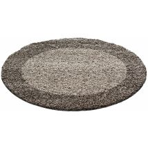 Life - Tapis Rond Shaggy Poils Longs Bicolore (Taupe - 120x120cm)