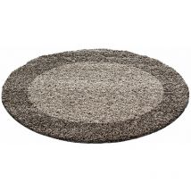 Life - Tapis Rond Shaggy Poils Longs Bicolore (Taupe - 160x160cm)