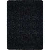 Tapis Shaggy Uni Poils Longs Tapis Salon Chambre Couloir (Noir - 80x150cm)