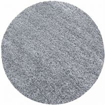 Life - Tapis Rond Shaggy Uni Poils Longs Tapis Salon Chambre (Gris - 200x200cm)