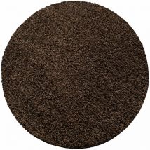 Life - Tapis Rond Shaggy Uni Poils Longs Tapis Salon Chambre (Marron - 120x120cm)