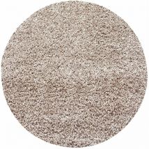 Life - Tapis Rond Shaggy Uni Poils Longs Tapis Salon Chambre (Beige - 80x80cm)
