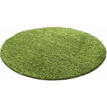 Life - Tapis Rond Shaggy Uni Poils Longs Tapis Salon Chambre (vert - 200x200cm)