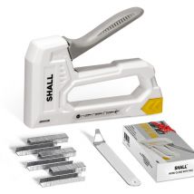 Shall Tool - shall - Agrafeuse-Cloueuse à Main Légère (Blanc) pour Bois & Tissu - 1600 Agrafes JT21 (6mm, 8mm, 10mm) + Extracteur - Idéale Bricolage,