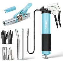 SHALL Pistolet à graisse, kit de pistolet à graisse robuste 7 000 PSI avec coupleur de pistolet à graisse, buse pointue, nettoyeur de raccords Charge