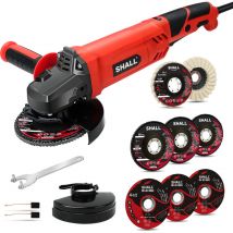 Shall Tool - SHALL-Professional Meuleuse Angulaire,(1100 watts, diamètre du disque abrasif : 125 mm) Comprend une poignée supplémentaire, un