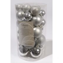 Shatterproof Mixed 30 Christmas Baubles - Silver- Various Sizes
