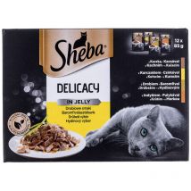 Delikatesse Nourriture humide pour chat en gelée, 12 x 85 g, nourriture humide, volaille, variation avec canard, poulet, volaille et dinde