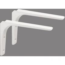 Memkey - Shelf Bracket, Corner Bracket, Corner Bracket, Shelf Bracket, Wall Hanging, 200mm x 150mm, Gloss White Metal Finish, Pack of 2