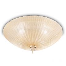 Ideal Lux - Shell - Lámpara de techo / pared para interiores de 6 luces Dorada con vidrio ámbar, E27