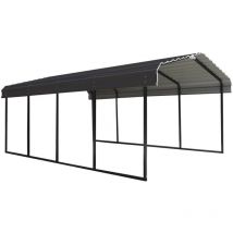 Shelterlogic - Shelter Logic Metall Carport 'Rom' mit Mansarddach aus verzinktem Stahl, grau, 602 x 370 x 260 cm (l x b x h)