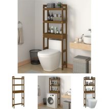 Decdeal - The Living Store Toilettenregal Honigbraun 63x26x171 cm Massivholz Kiefer - Handtuchhalter - Braun