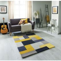 Lexus Yellow 160cm x 230cm Rectangle - Grey and Yellow and Multicoloured