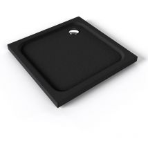SHIMMER STONE Receveur de douche 90 x 90 cm acrylique Noir effet pierre + bonde et siphon inclus - Salle de bain