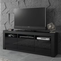 Creative Furniture - Shine tv Unit - Black with Gloss Doors - 160cm