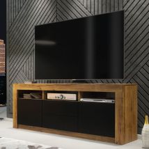 Creative Furniture - Shine tv Unit - Dark Oak with Black Matt Doors - 160cm