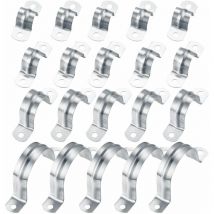 20 Pièces Tuyau Clips 304 Acier Inoxydable, 16mm/20mm/32mm/50mm U-Tube Pince Anneau pour Fixation, Collier de Serrage pour Tuyaux de Gaz Tuyaux en