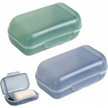 2pcs Boite a Savon Plastique Voyage Porte Savon avec Couvercle Boîte à Savon Étanche Scellé Étui à Savon Portable Porte-Savon Plats de Savon Créative