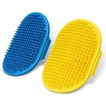 2pcs Brosse de toilettage pour chien - Brosse de bain pour animal domestique - Brosse de bain avec poignée réglable en caoutchouc - Brosse de douche