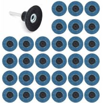 30 Pcs 2 Pouces 50mm Disques Abrasifs Disques à Lamelles 40Grit 60Grit 80Grit
