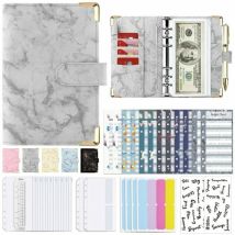 33pcs Classeur A6 budget enveloppe budget, pu Cuir Budget Planner Couverture, Documents Multifonctionnel avec Transparentes Pochettes Zippées