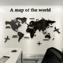 3D Art Carte Du Monde Muraux Sticker Murale Wall Décoration Décor Stickers Sticker Autocollant Murale Muraux Wall diy Acrylique Cristal Bureau étude