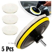 5 Pièces 150mm Tampon de Polissage en Laine, Disque Polissage Éponge de Polissage Pads Kit Polissage Voiture pour avec M14 Foret pour Perceuse pour