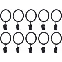 Antirouille Anneaux de Rideaux avec Pinces Metal Rideau Clips Crochet10pcs (Noir)