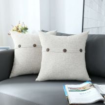 Autre décoration pour Noël Housse de Coussin Lot de 2 45x45cm Décoratif Ferme Bouton Triple Taie d'oreiller Decoration Maison Salon Chambre pour