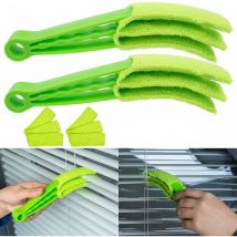 Brosse de nettoyage pour stores, stores et lamelles - Lot de 2 + 2 brosses ménagères compactes - Brosse de nettoyage pour stores vénitiens - Brosse