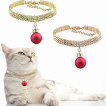 Collier pour Animaux de Compagnie, 2 pièces Collier de Chien Réglable en Strass avec Chaîne D'Extension Collier pour Animaux de Compagnie en Cristal