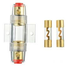 1 Porte-fusible agu en Ligne plaqué Or et 2 fusibles agu en Verre plaqué Or 60A pour la Protection de sécurité de l'alimentation Audio Automobile