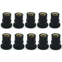 SHINING HOUSE 10 Pcs M5 Pare-brise Wellnut,Écrou de Puit Écrou de Pare-Brise de Moto Boulon de Pare-Brise en Caoutchouc et Laiton Métrique Boulon de