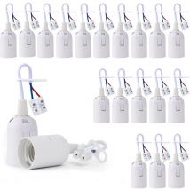 20 Pièces Douille de Lampe E27 Support Ampoule avec Testeur de Phase, Base de Lumière Douille de Suspension Douille de Chantier Rénovation Douille de