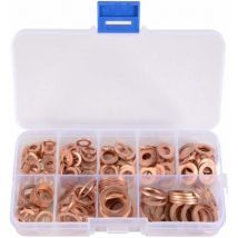 Shining House - 200 Pcs Metal Copper Flat Washers Assortment Metal Washer Kit Flat Copper Sealing Rings Great for Drain Plugs Water Fuel and