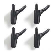 4 Piece Double Hook Wall Hanger, Sturdy Zinc Alloy Wall Hanger, Solid Door Hanger for Entryway, Bedroom, Living Room, Kitchen (Black 666338mm)