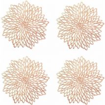 4 Stück Tischset aus Roségold, ausgehöhltes rundes Tischset, runde Tischsets aus Kunststoff - Shining House