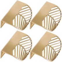 Shining House - 4 tiradores de latón con forma de hoja de oro para muebles de cocina, tiradores de cobre para puertas y cajones