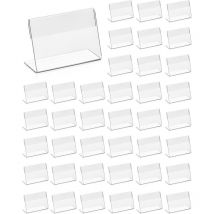 Shining House - 40 portaetiquetas de acrílico transparente, portatarjetas de identificación, portaetiquetas de precio para oficina, escuela,