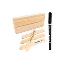 Shining House - 50 etiquetas de madera para plantas con rotulador, marcadores de plantas puntiagudos, impermeables, ecológicos, para jardín, para