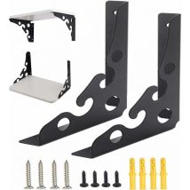 Shining House - Black Wall Shelf Bracket 2pcs Heavy Duty Triangle Shelf Bracket Iron Shelf Support with Screws for Wall Shelf for Kitchen Bathroom