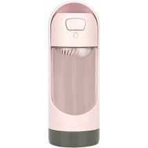 Shining House - Botella de agua portátil a prueba de fugas, dispensador de agua potable para gatos para caminar al aire libre, viajar, entrenar (rosa)