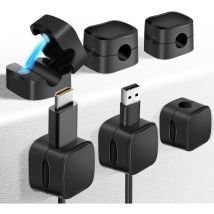 Shining House - Clips para gestión de cables, 6 piezas, organizador de cables magnético de escritorio, soporte adhesivo para cables, para escritorio,