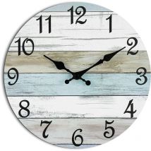 SHINING HOUSE Clock 10 Inch Wall Clock - Silent Non Ticking Battery Operated Wall Clock, Rustic Coastal Country Clock Decorative for Bathroom,