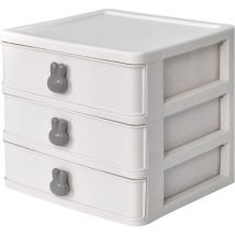 Cosmétique Organisateur Tiroirs Maquillage Tiroir Boîte Bureau avec 3 Tiroirs Lapin Poignée Cosmétique Boîte De Rangement pour Salle De Bains Chambre