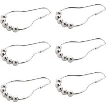 Crochets pour Rideau de Douche, 6 Pcs Anneaux de Douche en Acier Inoxydable, Accroche Rideau de Douche, Crochets pour Rideaux de Douche Antirouille,